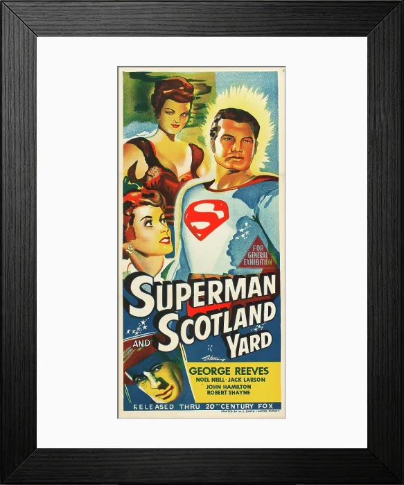 Framed Print : SUPERMAN IN SCOTLAND YARD, right: George Reeves on poster art, 1954, TM and Copyright 20th Century Fox Film Corp. All rights reserved. / courtesy Everett Collection