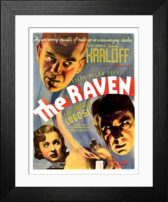 Framed Print : THE RAVEN, top: Boris Karloff; bottom from left: Irene Ware, Bela Lugosi, 1935