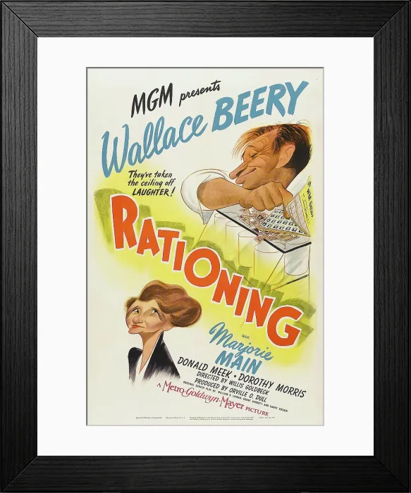Framed Print : RATIONING, US poster art, Marjorie Main, Wallace Beery, 1944 Framed Print : RATIONING, US poster art, Marjorie Main, Wallace Beery, 1944
