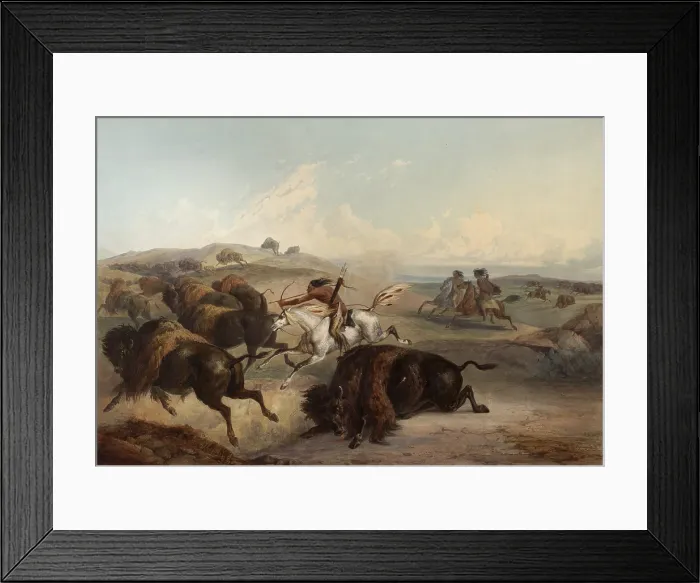 Framed Print : Indians Hunting the Bison, 1833-34