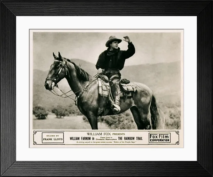 Framed Print : THE RAINBOW TRAIL, William Farnum on lobbycard, 1918, TM and Copyright 20th Century Fox Film Corp. All rights reserved / courtesy Everett Collection