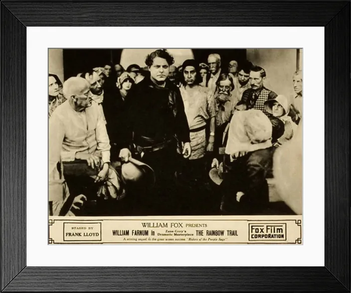 Framed Print : THE RAINBOW TRAIL, center: William Farnum on lobbycard, 1918, TM and Copyright 20th Century Fox Film Corp. All rights reserved. / courtesy Everett Collection