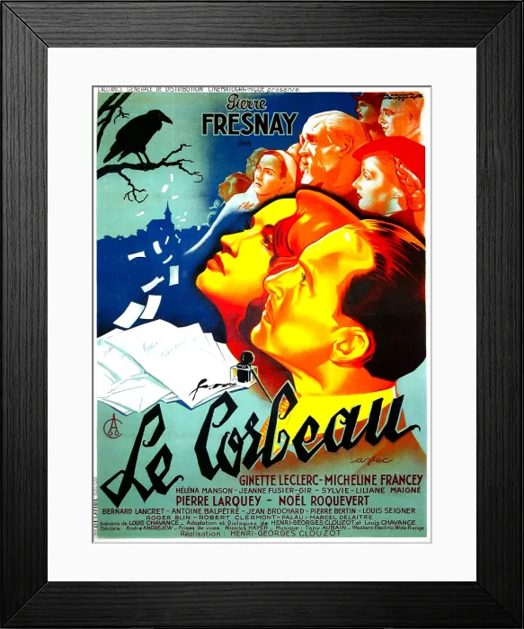 Framed Print : THE RAVEN, (aka LE CORBEAU), French poster, center: Micheline Francey, Pierre Fresnay, 1943