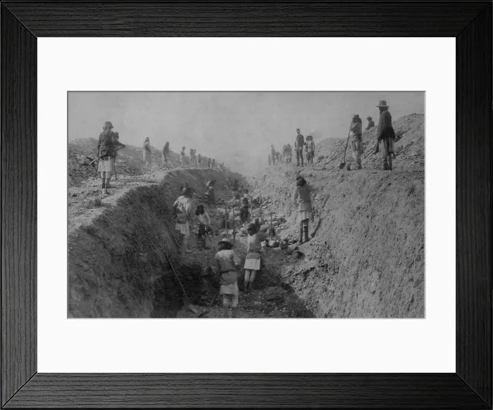Framed Print : Apache Indians at San Carlos Indian Agency, Arizona, excavate an irrigation ditch in 1886 Framed Print : Apache Indians at San Carlos Indian Agency, Arizona, excavate an irrigation ditch in 1886