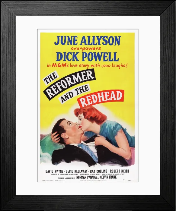 Framed Print : THE REFORMER AND THE REDHEAD, US poster art, from left: Dick Powell, June Allyson, 1950 Framed Print : THE REFORMER AND THE REDHEAD, US poster art, from left: Dick Powell, June Allyson, 1950