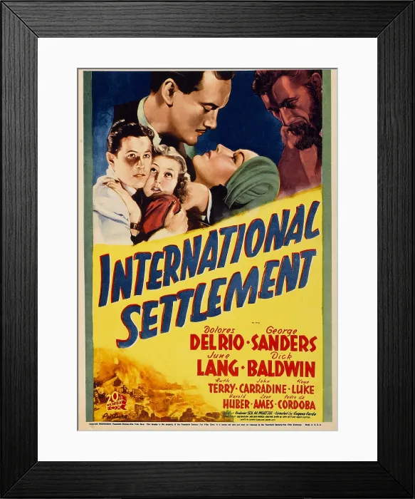 Framed Print : INTERNATIONAL SETTLEMENT, from left: Dick Baldwin, June Lang, George Sanders, Dolores Del Rio on window card, 1938, TM and Copyright 20th Century Fox Film Corp Framed Print : INTERNATIONAL SETTLEMENT, from left: Dick Baldwin, June Lang, George Sanders, Dolores Del Rio on window card, 1938, TM and Copyright 20th Century Fox Film Corp
