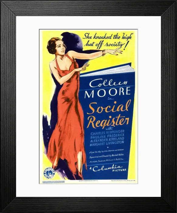 Framed Print : SOCIAL REGISTER, Colleen Moore on midget window card, 1934