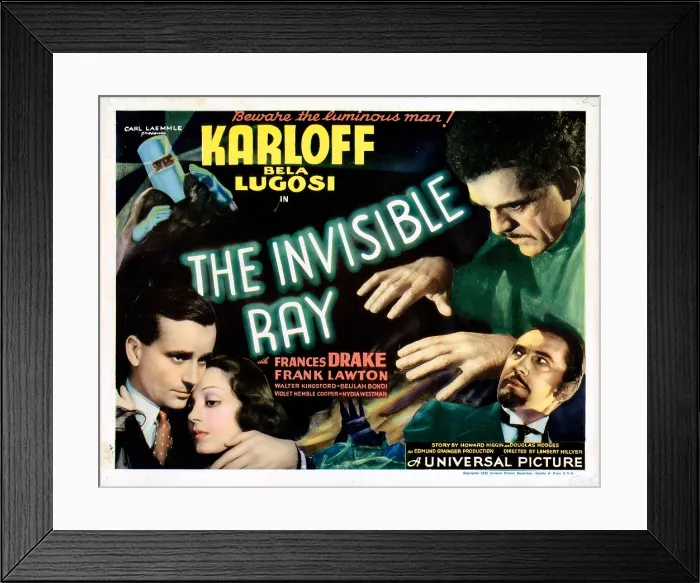 Framed Print : THE INVISIBLE RAY, US poster, Frank Lawton, Frances Drake Boris Karloff, Bela Lugosi, 1936