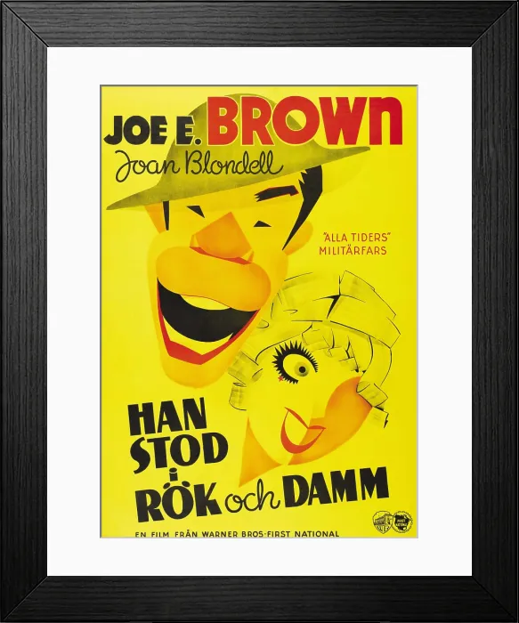 Framed Print : SONS O'GUNS, (aka HAN STOD I ROK OCH DAMM), l-r: Joe E. Brown, Joan Blondell on Swedish poster art, 1936 Framed Print : SONS O'GUNS, (aka HAN STOD I ROK OCH DAMM), l-r: Joe E. Brown, Joan Blondell on Swedish poster art, 1936