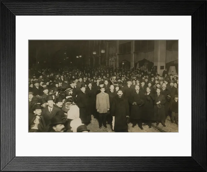 Framed Print : British evangelist Gipsy Smith preaching in a poor Pittsburgh neighborhood, 1908. Smith stands in front of large group, with a prominent mustache