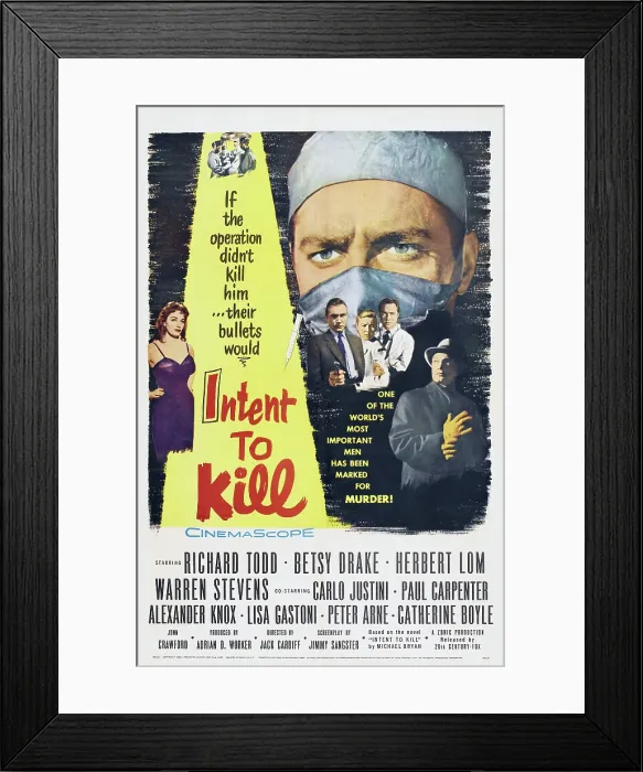 Framed Print : INTENT TO KILL, US poster art, left: Lisa Gastoni; right: Warren Stevens, Betsy Drake, Richard Todd 1958. TM & Copyright 20th Century Fox Film Corp Framed Print : INTENT TO KILL, US poster art, left: Lisa Gastoni; right: Warren Stevens, Betsy Drake, Richard Todd 1958. TM & Copyright 20th Century Fox Film Corp