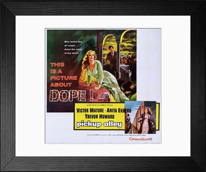 Framed Print : INTERPOL, (aka PICKUP ALLEY), US poster art, Anita Ekberg, Victor Mature, 1957 Framed Print : INTERPOL, (aka PICKUP ALLEY), US poster art, Anita Ekberg, Victor Mature, 1957