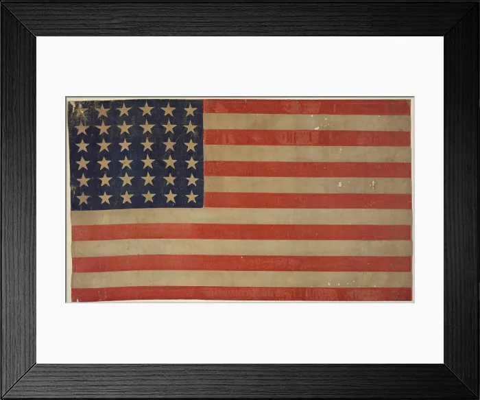 Framed Print : The thirty-six-star flag of the United States was the official banner from July 4, 1865 - July 3, 1867