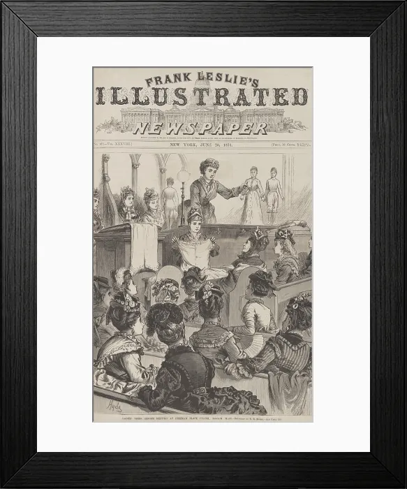 Framed Print : Ladies dress reform meeting at Freeman Place Chapel, Boston, featured on the front page of Frank Leslie's Illustrated Newspaper, June 20, 1874