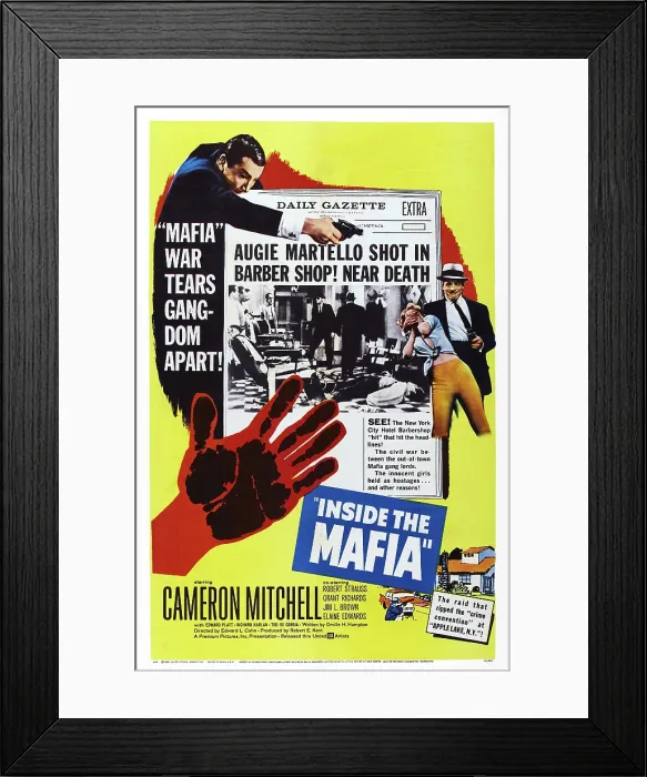 Framed Print : INSIDE THE MAFIA, Cameron Mitchell on poster art, 1959