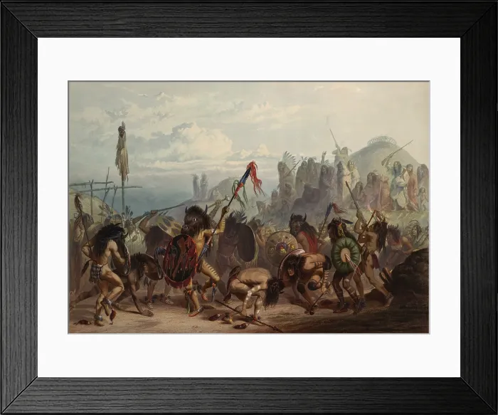 Framed Print : Bison-Dance of the Mandan Indians in front of their Medicine Lodge