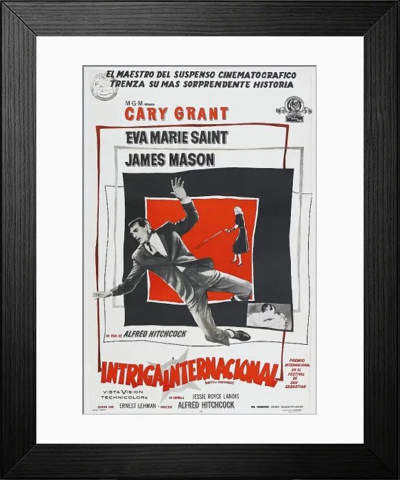 Framed Print : INTRIGA INTERNACIONAL, (aka NORTH BY NORTHWEST), Argentine poster, from left: Cary Grant, Eva Marie Saint, 1959