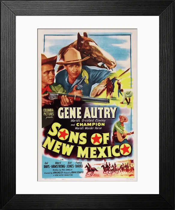 Framed Print : SONS OF NEW MEXICO, top center and bottom right: Gene Autry, 1949 Framed Print : SONS OF NEW MEXICO, top center and bottom right: Gene Autry, 1949