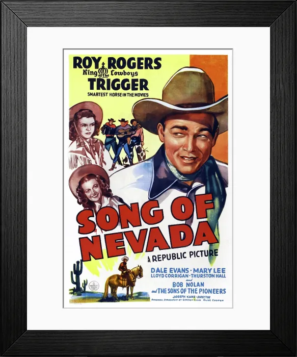 Framed Print : SONG OF NEVADA, US poster art, left from top: Dale Evans, Mary Lee, right: Roy Rogers, 1944