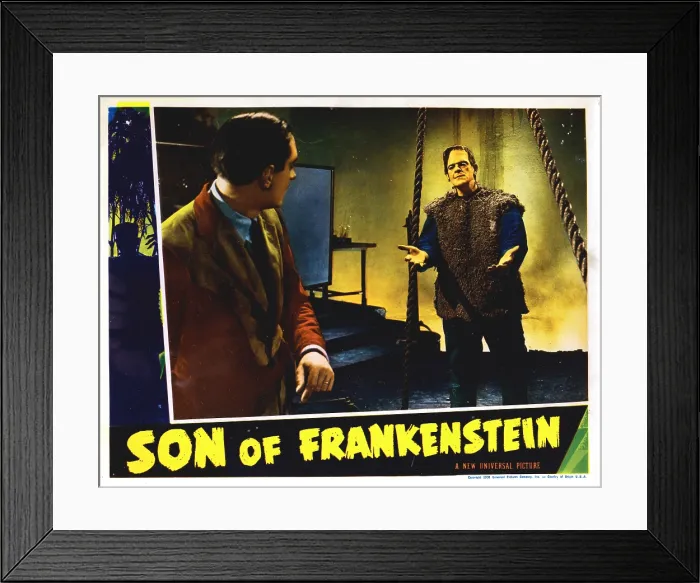 Framed Print : SON OF FRANKENSTEIN, US lobbycard, from left: Basil Rathbone, Boris Karloff, 1939 Framed Print : SON OF FRANKENSTEIN, US lobbycard, from left: Basil Rathbone, Boris Karloff, 1939