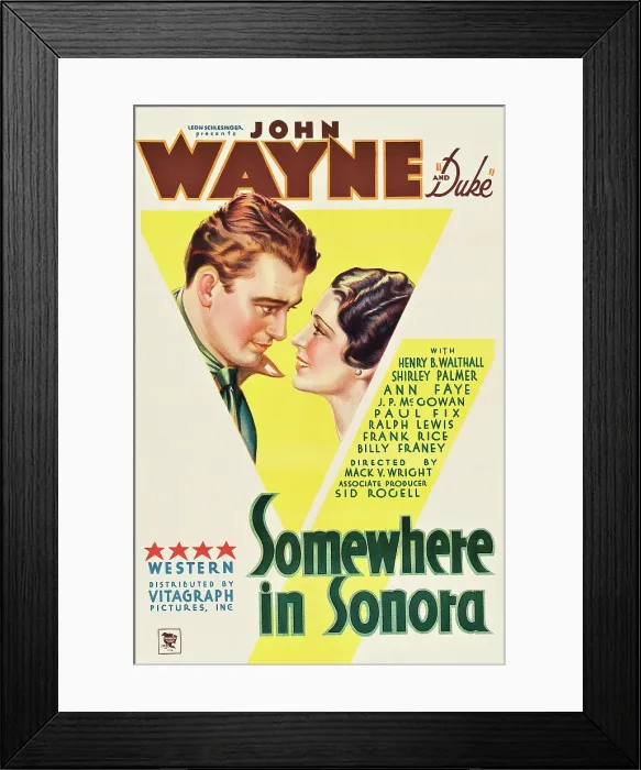Framed Print : SOMEWHERE IN SONORA, from left: John Wayne, Shirley Palmer, 1933