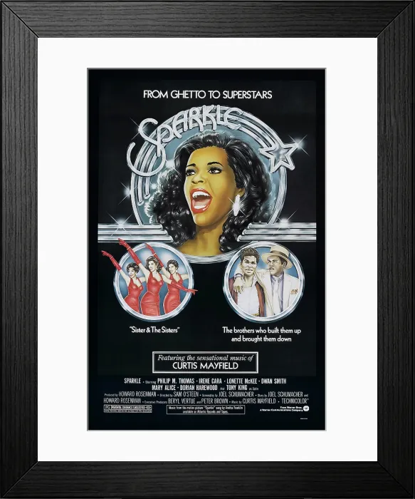 Framed Print : SPARKLE, US poster art, top: Irene Cara; below left: Dwan Smith, Irene Cara, Lonette McKee; below right: Philip Michael Thomas, Tony King, 1976 Framed Print : SPARKLE, US poster art, top: Irene Cara; below left: Dwan Smith, Irene Cara, Lonette McKee; below right: Philip Michael Thomas, Tony King, 1976