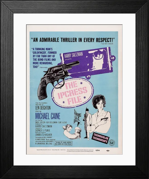 Framed Print : THE IPCRESS FILE, top: Michael Caine on poster art, 1965
