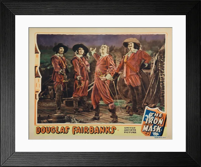 Framed Print : THE IRON MASK, lobbycard, from left: Leon Bary, Gino Corrado, Douglas Fairbanks, Sr. Tiny Sandford, 1929