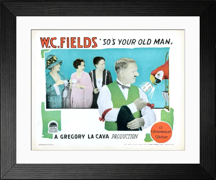 Framed Print : SO'S YOUR OLD MAN, US lobbycard, from left, Julia Ralph, Alice Joyce, Marcia Harris, W.C. Fields, 1926