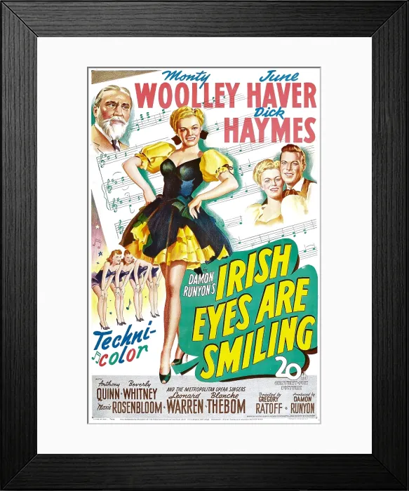 Framed Print : IRISH EYES ARE SMILING, US poster, Monty Woolley (top left), June Haver (center), June Haver, Dick Haymes (right), 1944 Framed Print : IRISH EYES ARE SMILING, US poster, Monty Woolley (top left), June Haver (center), June Haver, Dick Haymes (right), 1944