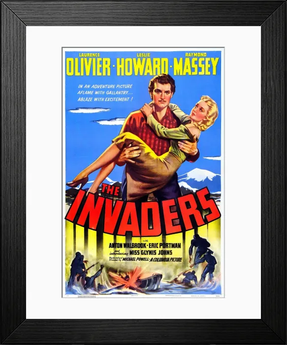 Framed Print : THE INVADERS (aka 49TH PARALLEL), US poster, center from top: Laurence Olivier, Glynis Johns, 1941