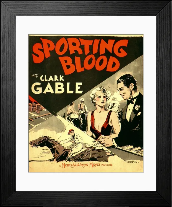 Framed Print : SPORTING BLOOD, from left: Madge Evans, Clark Gable on window card, 1931
