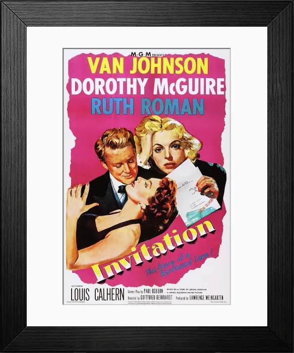 Framed Print : INVITATION, US poster, from left: Van Johnson, Ruth Roman, Dorothy McGuire, 1952 Framed Print : INVITATION, US poster, from left: Van Johnson, Ruth Roman, Dorothy McGuire, 1952
