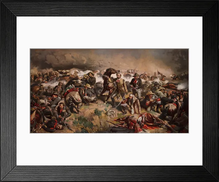 Framed Print : Battle of the Little Big Horn, June 26, 1876. Gen. George Custer's regiment is surrounded by Cheyenne and Sioux Indians