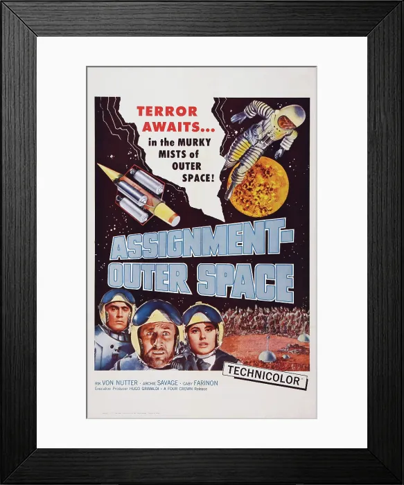 Framed Print : SPACE MEN, (aka ASSIGNMENT OUTER SPACE), US poster art, 1960 Framed Print : SPACE MEN, (aka ASSIGNMENT OUTER SPACE), US poster art, 1960
