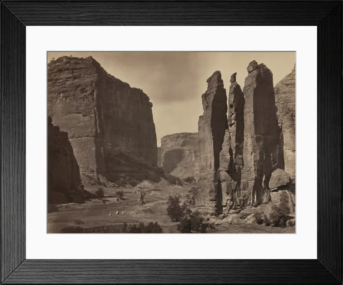 Framed Print : Canyon de Chelly at Camp Beauty as photographed in 1873 by Timothy O'Sullivan
