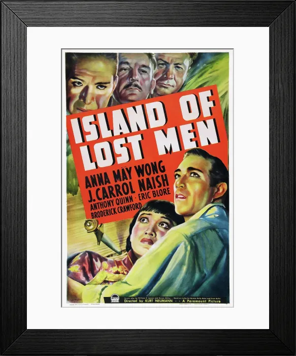 Framed Print : ISLAND OF LOST MEN, US poster art, top from left: J. Carrol Naish, Broderick Crawford, Eric Blore; bottom from left: Anna May Wong, Anthony Quinn, 1939
