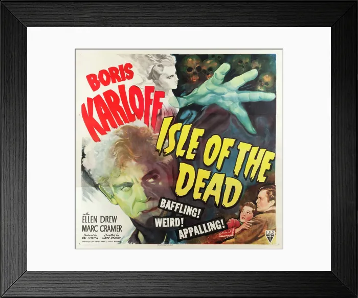 Framed Print : ISLE OF THE DEAD, l-r: Boris Karloff, Ellen Drew, Marc Cramer on poster art, 1945 Framed Print : ISLE OF THE DEAD, l-r: Boris Karloff, Ellen Drew, Marc Cramer on poster art, 1945