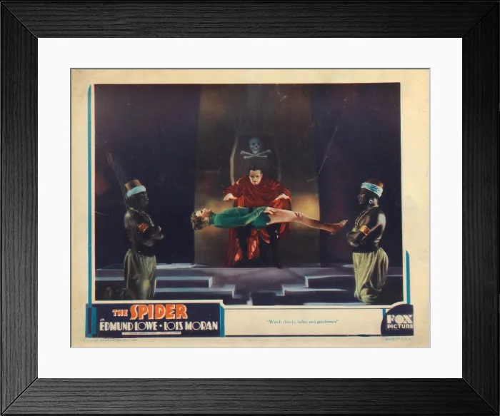 Framed Print : THE SPIDER, lobbycard, red cape: Edmunde Lowe, green: Howard Phillips, 1931, TM & Copyrght 20th Century Fox Film Corp. / courtesy Everett Collection Framed Print : THE SPIDER, lobbycard, red cape: Edmunde Lowe, green: Howard Phillips, 1931, TM & Copyrght 20th Century Fox Film Corp. / courtesy Everett Collection