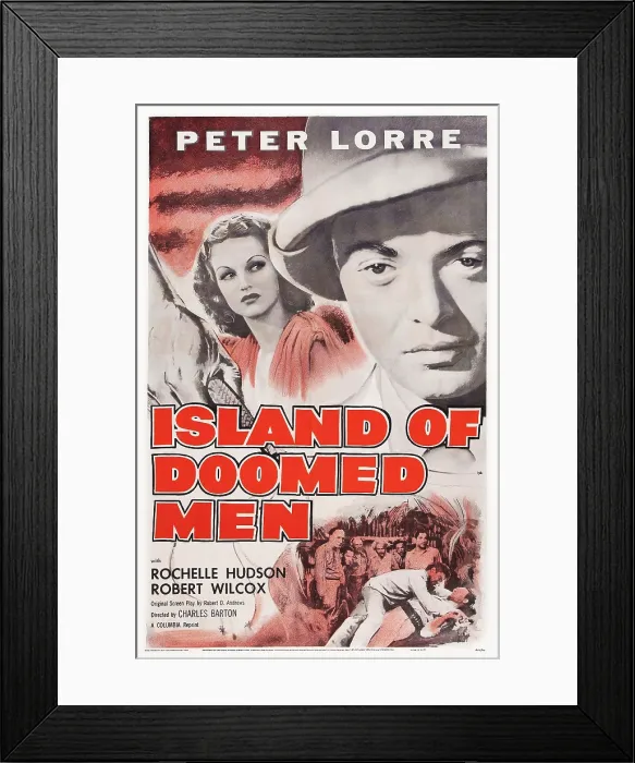 Framed Print : ISLAND OF DOOMED MEN, l-r: Rochelle Hudson, Peter Lorre on poster art, 1940 Framed Print : ISLAND OF DOOMED MEN, l-r: Rochelle Hudson, Peter Lorre on poster art, 1940