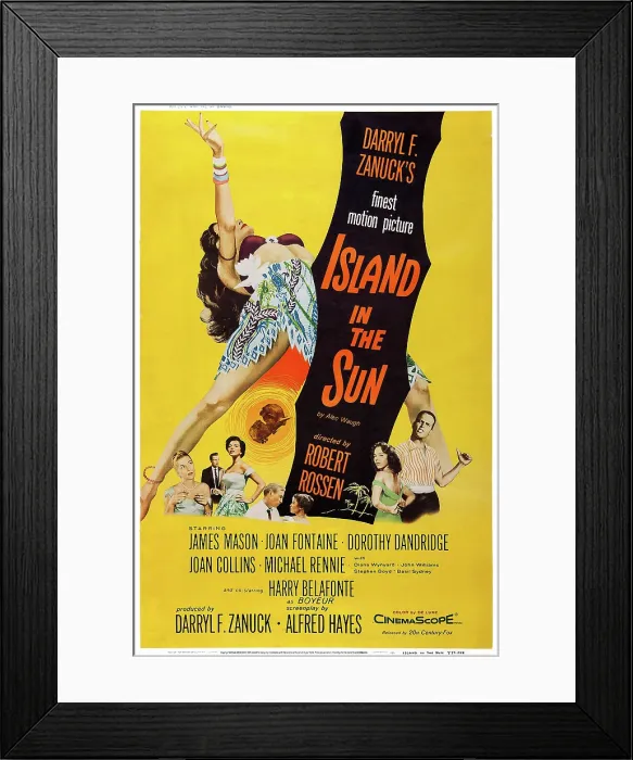 Framed Print : ISLAND IN THE SUN, US poster art, from left: Joan Fontaine, Michael Rennie, Joan Collins, James Mason, Dorothy Dandridge, (twice), Harry Belafonte, 1957 Framed Print : ISLAND IN THE SUN, US poster art, from left: Joan Fontaine, Michael Rennie, Joan Collins, James Mason, Dorothy Dandridge, (twice), Harry Belafonte, 1957
