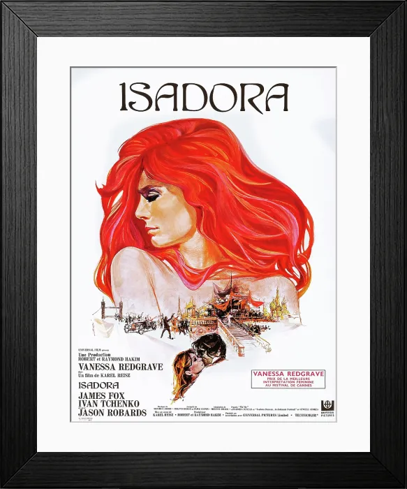 Framed Print : ISADORA, (aka THE LOVES OF ISADORA), Vanessa Redgrave on Swedish poster art, 1968