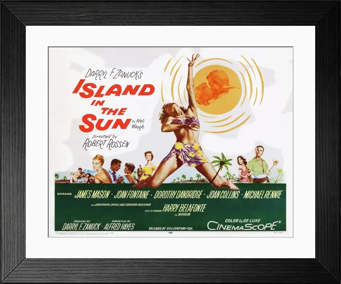 Framed Print : ISLAND IN THE SUN, l-r: Joan Fontaine, James Mason, Dorothy Dandridge, Joan Collins, Harry Belafonte on poster art, 1957, TM and Copyright 20th Century Fox Film Corp Framed Print : ISLAND IN THE SUN, l-r: Joan Fontaine, James Mason, Dorothy Dandridge, Joan Collins, Harry Belafonte on poster art, 1957, TM and Copyright 20th Century Fox Film Corp