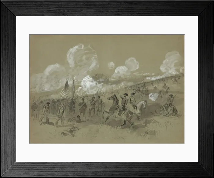 Framed Print : First Battle of Bull Run, (First Manassas), July 21, 1861. Colonel Ambrose Burnside's took command after General David Hunter was wounded at early in the battle