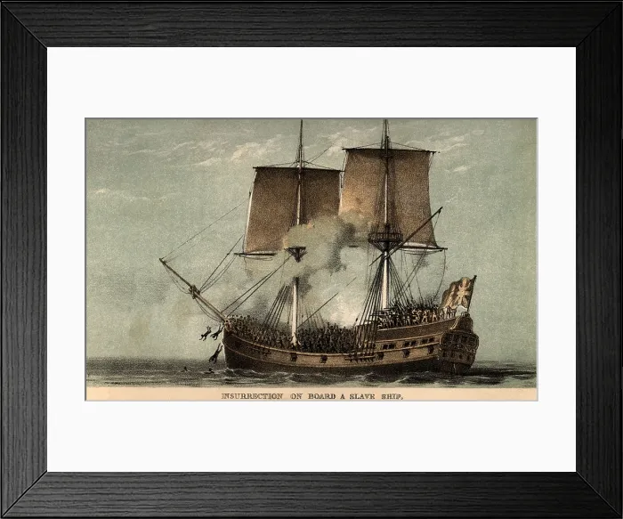 Framed Print : INSURRECTION ABOARD A SLAVE SHIP. 1851 lithograph after an engraving in Carl Bernhard Wadstrom's, Essay on Colonization, 1794-1795 Framed Print : INSURRECTION ABOARD A SLAVE SHIP. 1851 lithograph after an engraving in Carl Bernhard Wadstrom's, Essay on Colonization, 1794-1795