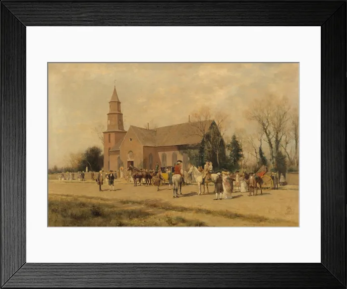Framed Print : OLD BRUTON CHURCH, WILLIAMSBURG, VIRGINIA, IN THE TIME OF LORD DUNMORE, 1893, by Alfred Wordsworth Thompson, oil on canvas Framed Print : OLD BRUTON CHURCH, WILLIAMSBURG, VIRGINIA, IN THE TIME OF LORD DUNMORE, 1893, by Alfred Wordsworth Thompson, oil on canvas