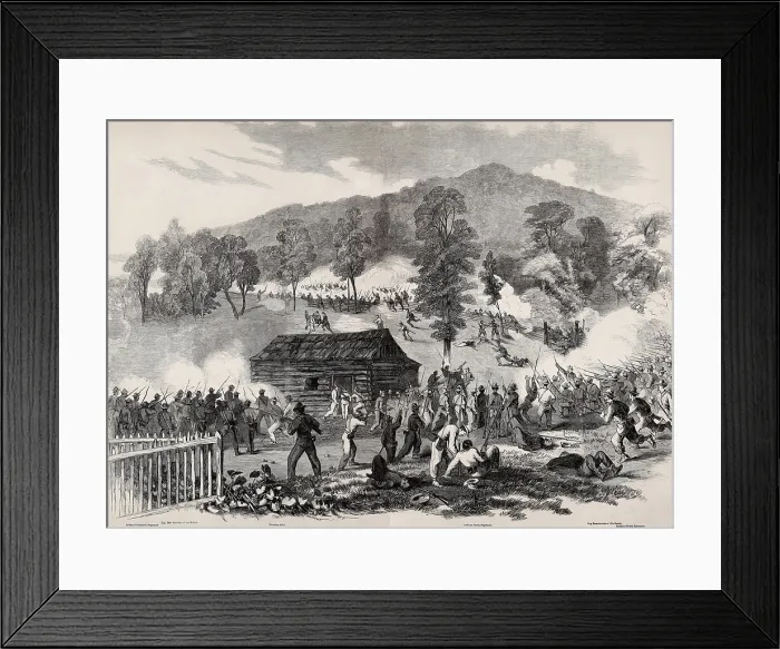 Framed Print : Battle of Rich Mountain, Beverly Pike, Virginia, July 8, 1861. 7, 000 Union troops led by General Rosecrans defeated 1, 300 Confederates under Col. Pegram