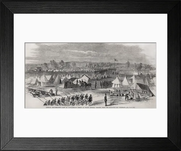 Framed Print : Camp of Confederate troops at White Springs, Virginia, near the Manassas Gap railroad Framed Print : Camp of Confederate troops at White Springs, Virginia, near the Manassas Gap railroad