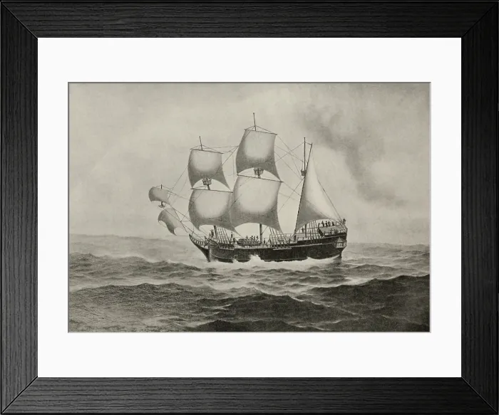 Framed Print : The Mayflower, sailing on the open sea, with passengers in 17th century dress (BSLOC_2020_1_162) Framed Print : The Mayflower, sailing on the open sea, with passengers in 17th century dress (BSLOC_2020_1_162)