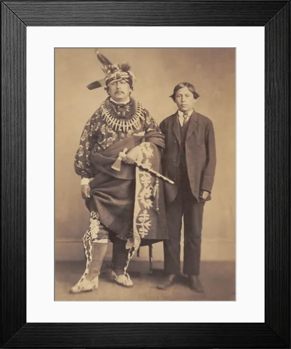 Framed Print : Moses Keokuk (aka, Watchful Fox), was the son of the famous Sac and Fox chief Keokuk, wears traditional costume